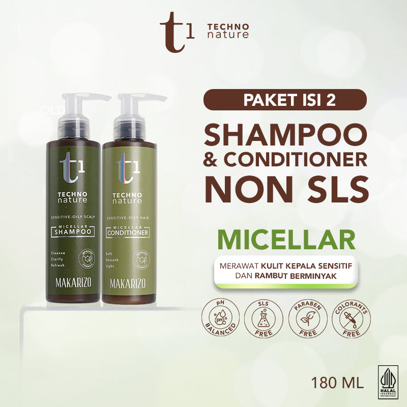 PAKET ISI 2 Makarizo T1 Techno Nature Micellar Shampoo & Conditioner 180 mL - Shampo Conditioner Non SLS