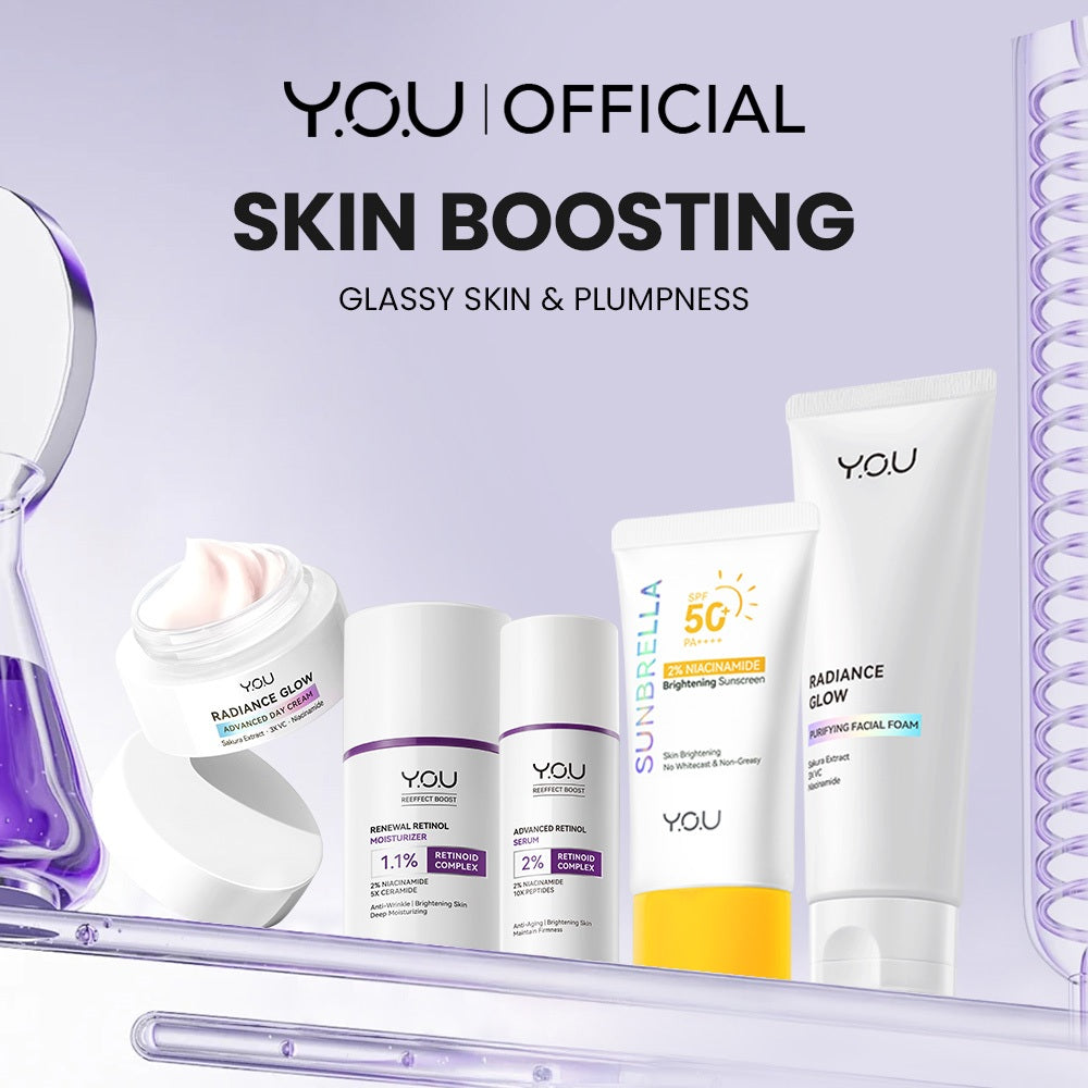 YOU 5in1 Paket Skincare Set 5pcs Radiance Glow, Radiance Up, Acneplus, Peeling Serum, Retinol, Sunbrella