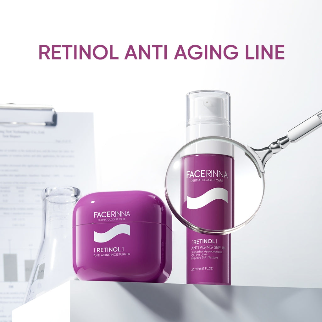 FACERINNA Retinol Anti Aging Serum 20ml | Skin Renewal Gentle Serum Retinoid Anti-Aging | Menghaluskan Tekstur Kulit Menyamarkan Garis Halus & Kerutan Meratakan Warna Kulit Merawat jerawat Mengurangi Kemerahan Merawat Kulit Berjerawat with Pure Retinol