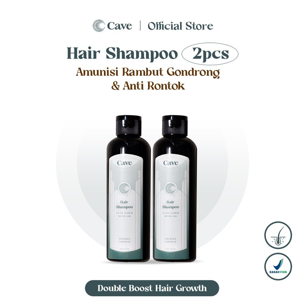 CAVE Hair Shampoo 200 ml - Penumbuh Pemanjang Pelebat Rambut Pria Mengurangi Rontok & Kebotakan
