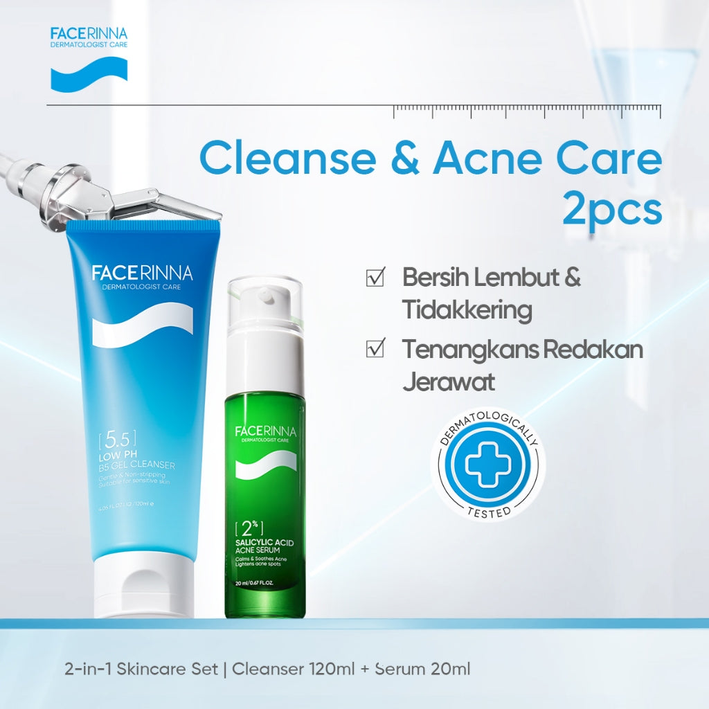 FACERINNA Low pH B5 Gentle Cleanser 70ml / 120ml | Skin Barrier Facial Wash Skincare Face Wash Sabun Cuci Muka Gentle untuk Kulit Sensitif Melembabkan & Memperbaiki Skin Barrier | Brightening Exfoliating Sabun Muka Pembersih Wajah Dengan Amino Acid