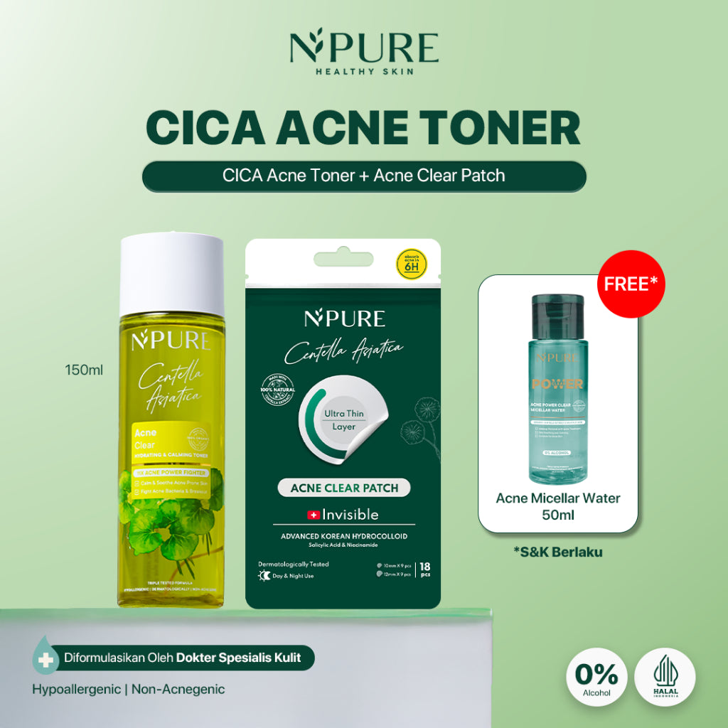 BUY MORE GET MORE - NPURE Paket Face Wash + Toner Cica 150ml (Cica / Acne Series)