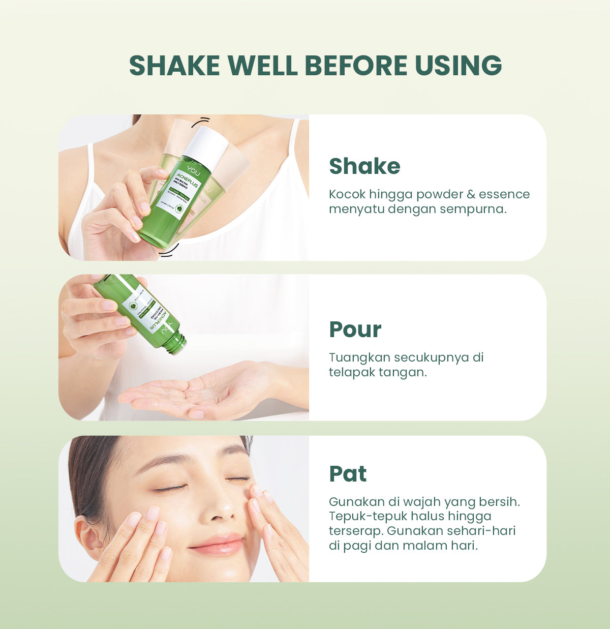 YOU AcnePlus AHA BHA PHA Daily Essence Toner Kulit Berminyak Jerawat Centella dan Oil Control