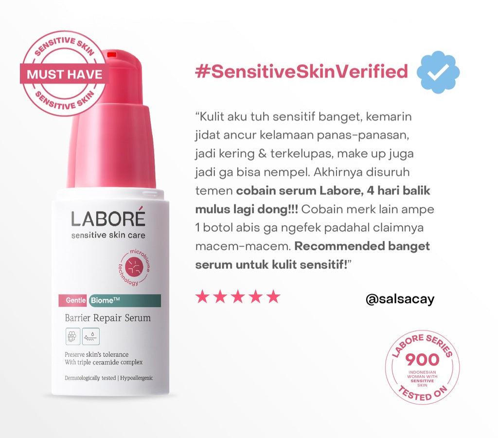 LABORÉ GentleBiome Barrier Repair Serum - Triple Ceramide Complex, Serum untuk Kulit Sensitif & Memperbaiki Skin Barrier - 7 ml