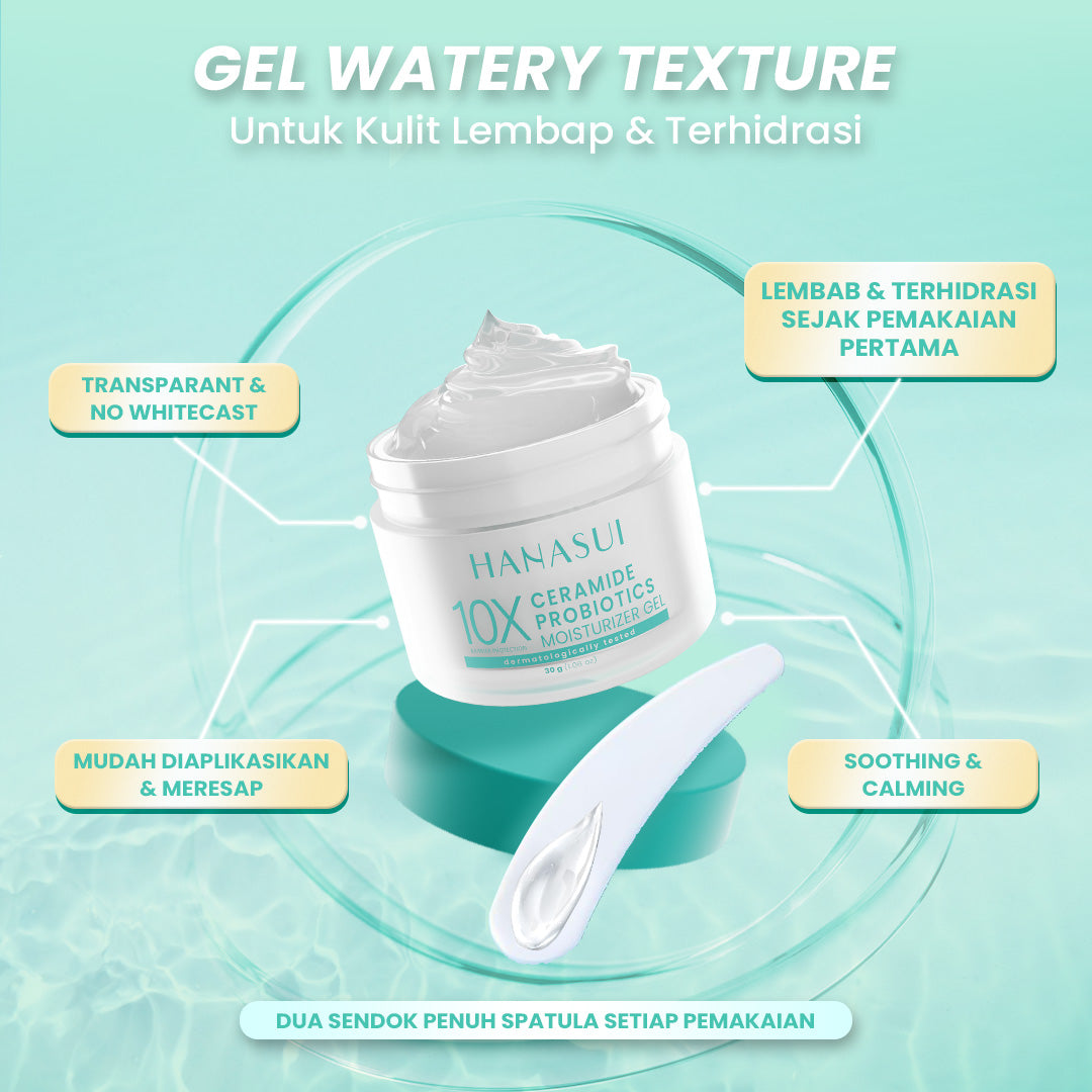 Hanasui Ceramide Probiotics Moisturizer Gel - Pelembab Ringan Lembap Perbaiki Skin Barrier dan Mencerahkan