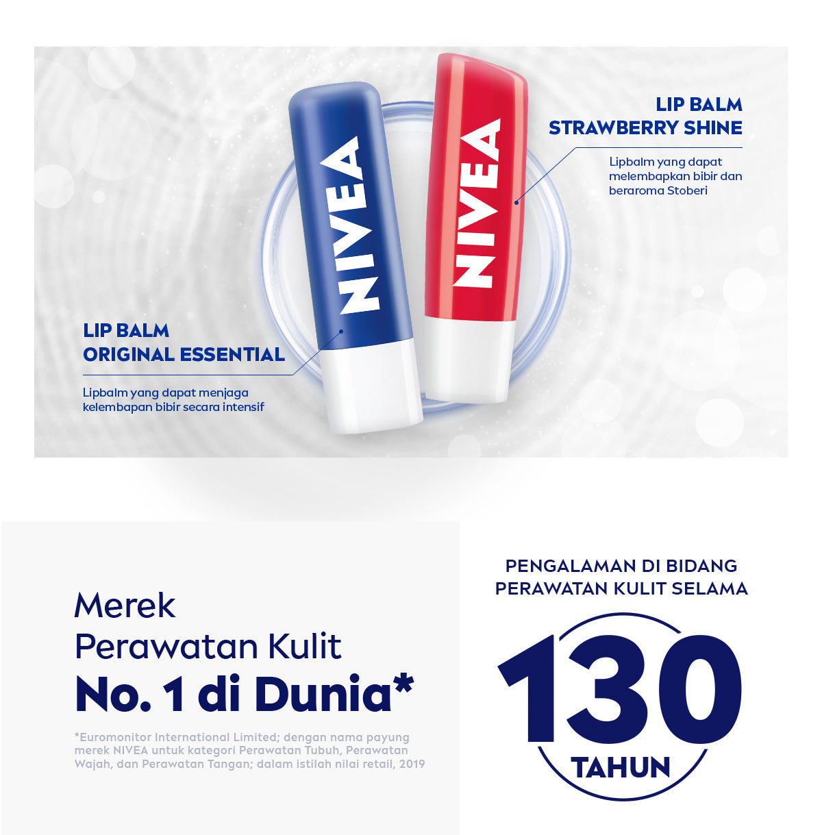 NIVEA Lip Balm Strawberry Shine 4.8gr - Pelembap bibir warna pink tinted pigmented melembabkan plumpy kering pecah-pecah tahan lama melindungi bibir natural intensif lembap tidak lengket tidak berminyak glossy - Avocado Oil, Jojoba Oil, Hydra IQ