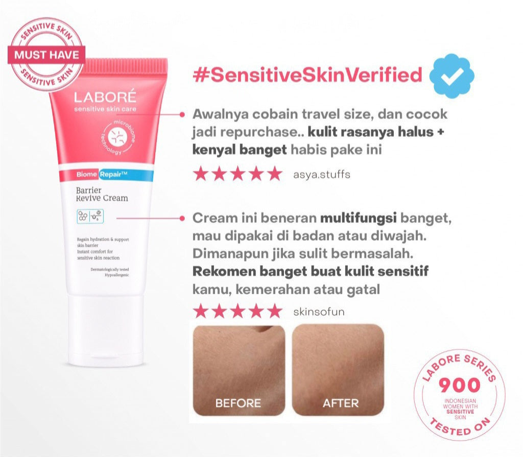 Labore BiomeRepair Barrier Revive Cream Travel Size 10ml - Moisturizer dan Pelembab Wajah Kulit Sensitif