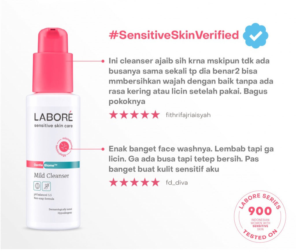 Labore Sensitive Skin Care GentleBiome Mild Cleanser 225 ml - Pembersih Wajah - Lembut - Cocok untuk Kulit Sensitif - Melembabkan