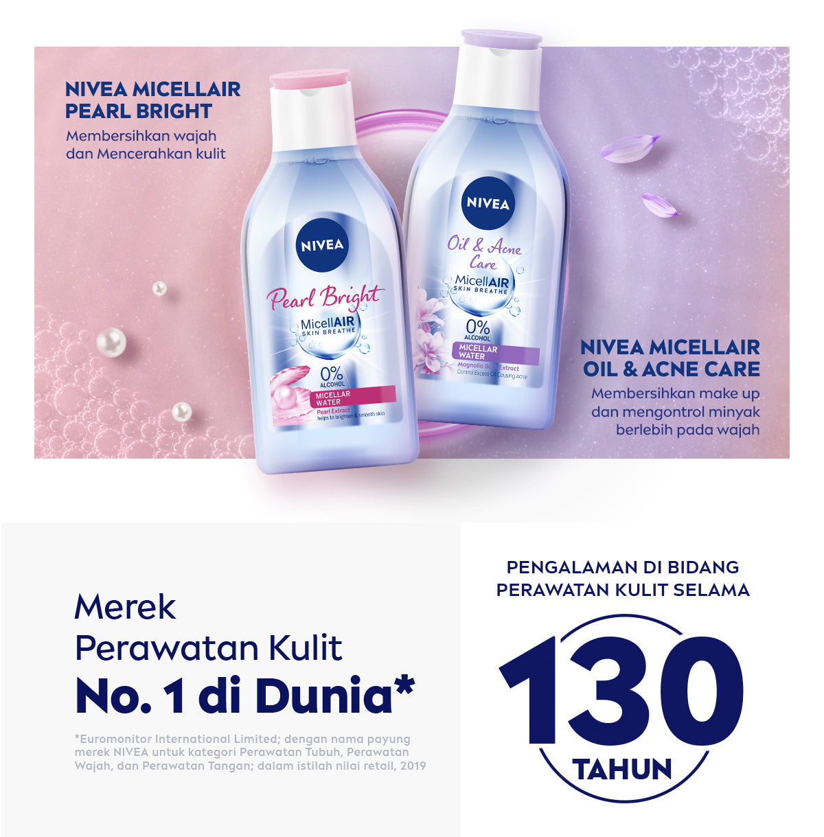 NIVEA Micellar Water MicellAir Oil & Acne Care 125ml - Pembersih make up aman untuk kulit berminyak jerawat sensitif oily acne prone skin penghapus riasan wajah double cleansing tanpa alkohol - Magnolia Bark Extract, 0% Alcohol