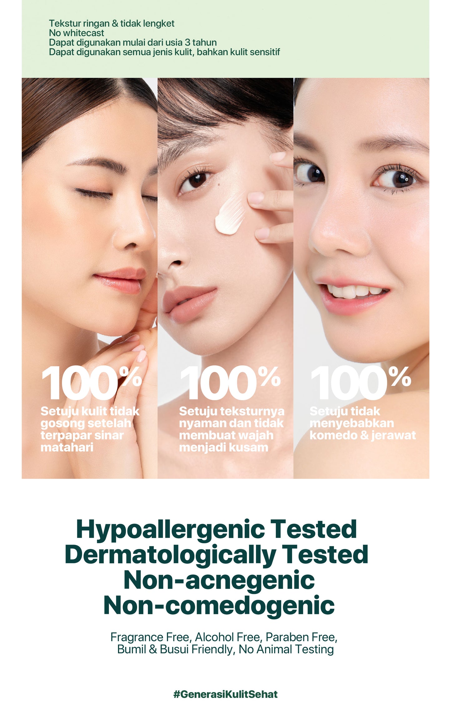 TWINPACK SUNSCREEN - NPURE Sunscreen Cica Beat The Sun / Sunscreen Hypoallergenic / SPF 50 PA ++++ / Kulit Kering Jerawat Facial Extract Hitam Vitamin Bruntusan Wajah