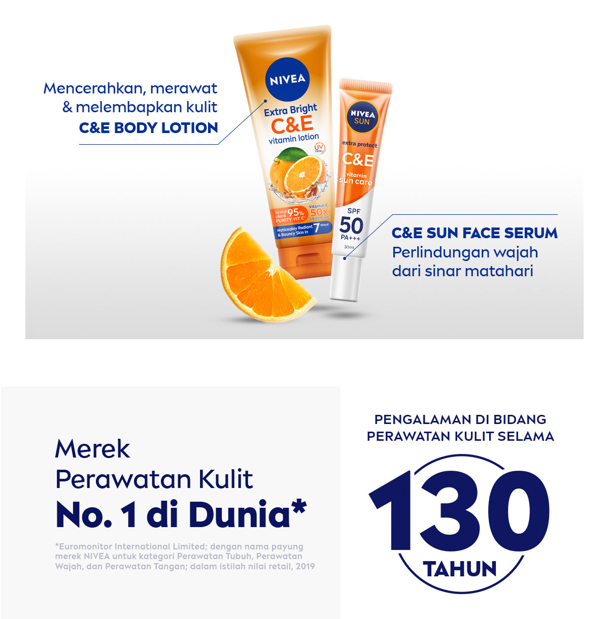 NIVEA Body Lotion Extra Bright C&E Vitamin Lotion 300ml - Handbody SPF serum UV Filter Thailand vitamin mencerahkan kulit kusam glowing brightening body care melembabkan kulit kering - 50x Vitamin C & E, Super Food, pelembap badan tone up kulit
