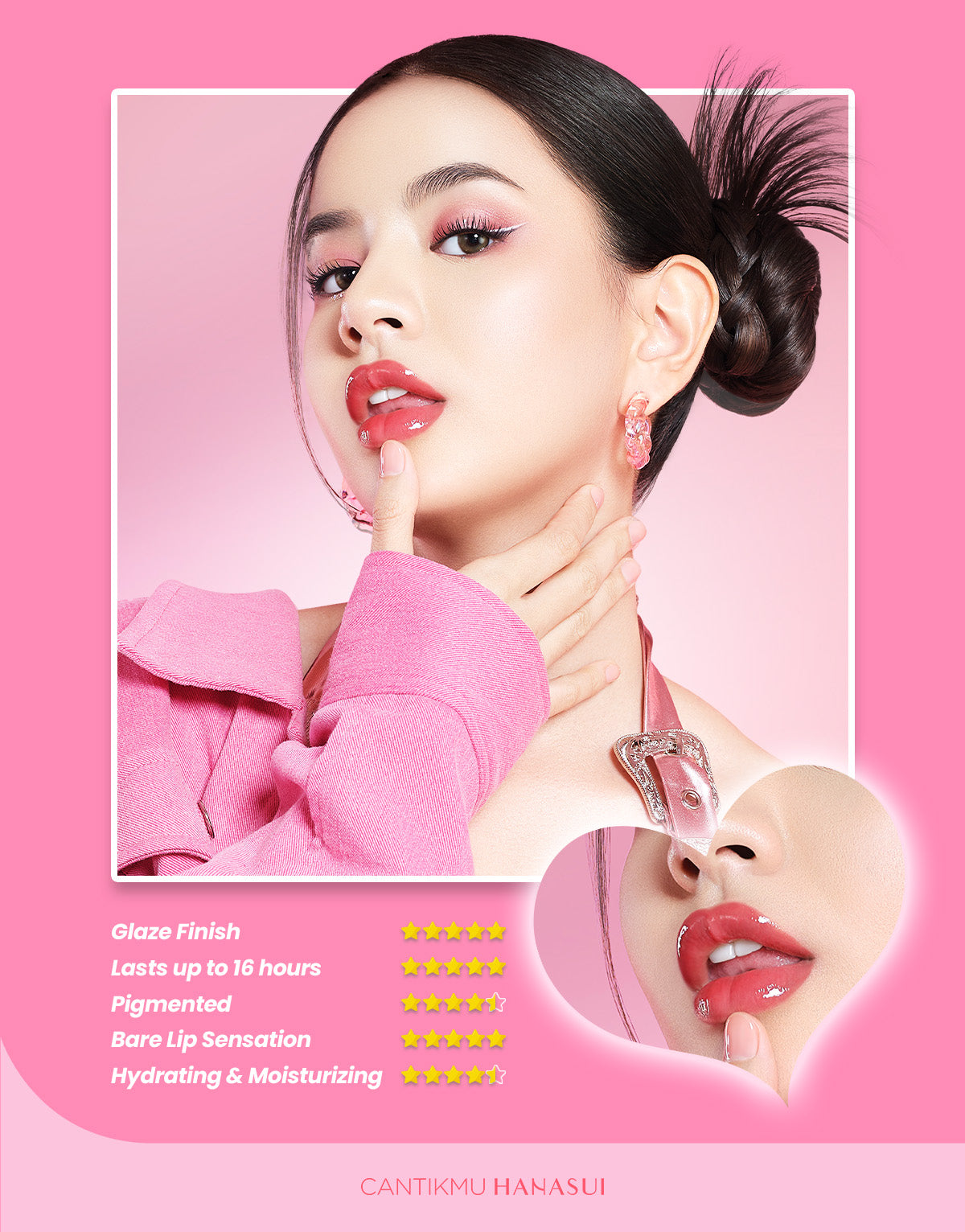 Hanasui Glazedorable Vinyl Stain - Plumpy Glazed Lips Vibrant Colour Technology Hydrating Moisturizing Melembabkan Tahan Lama