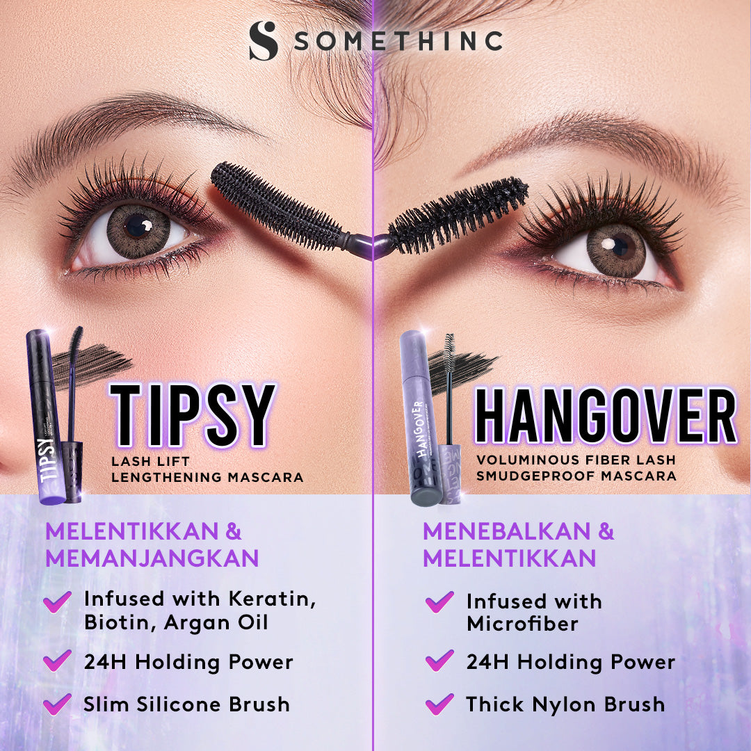 SOMETHINC Tipsy Lash Lift Lengthening Mascara - Mascara Keratin Lash Lift, Memberikan Bulu Mata Efek Lebih Panjang & Lentik Dalam Hitungan Detik | Tahan Digunakan Hingga 24 Jam | Mengandung Keratin, Biotin, & Argan Oil Untuk Memperkuat Dan Menutrisi Bulu