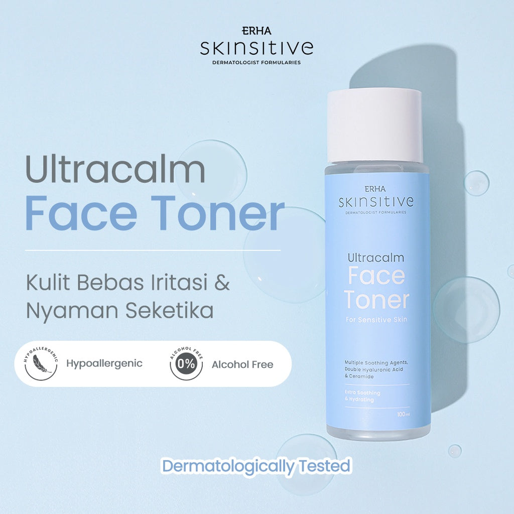 ERHA Bundle Skinsitive Ultracalm Face Wash 80g + Ultracalm Face Toner 100ml - Paket Kulit Wajah Sensitif & Aman untuk Semua Jenis Kulit