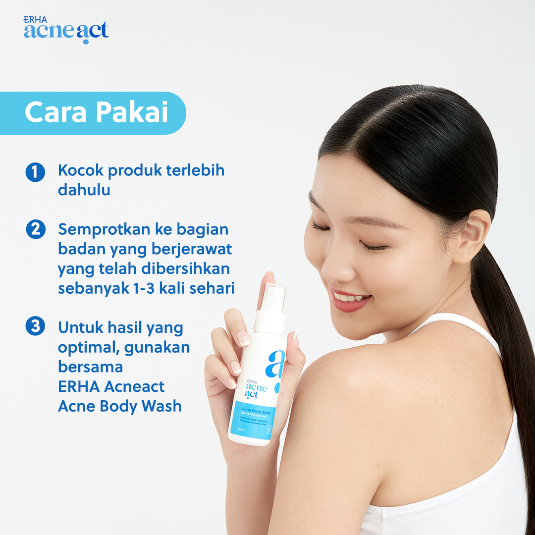 ERHA Acneact BHA & Allantoin Acne Body Spray 100ml - Perawatan Jerawat Badan Anti Gatal Niacinamide