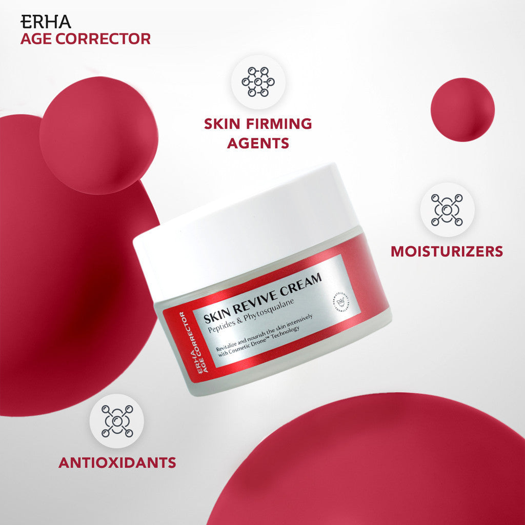 ERHA Age Corrector Skin Revive Cream 28g | Peptides & Phytosqualane - Pelembap Anti Aging untuk Malam Hari | Melembapkan Lebih Dalam | Mengurangi Garis Halus | Menjaga Elastisitas Kulit | Menghaluskan | Pudding Like Moisturizer | Plumpy