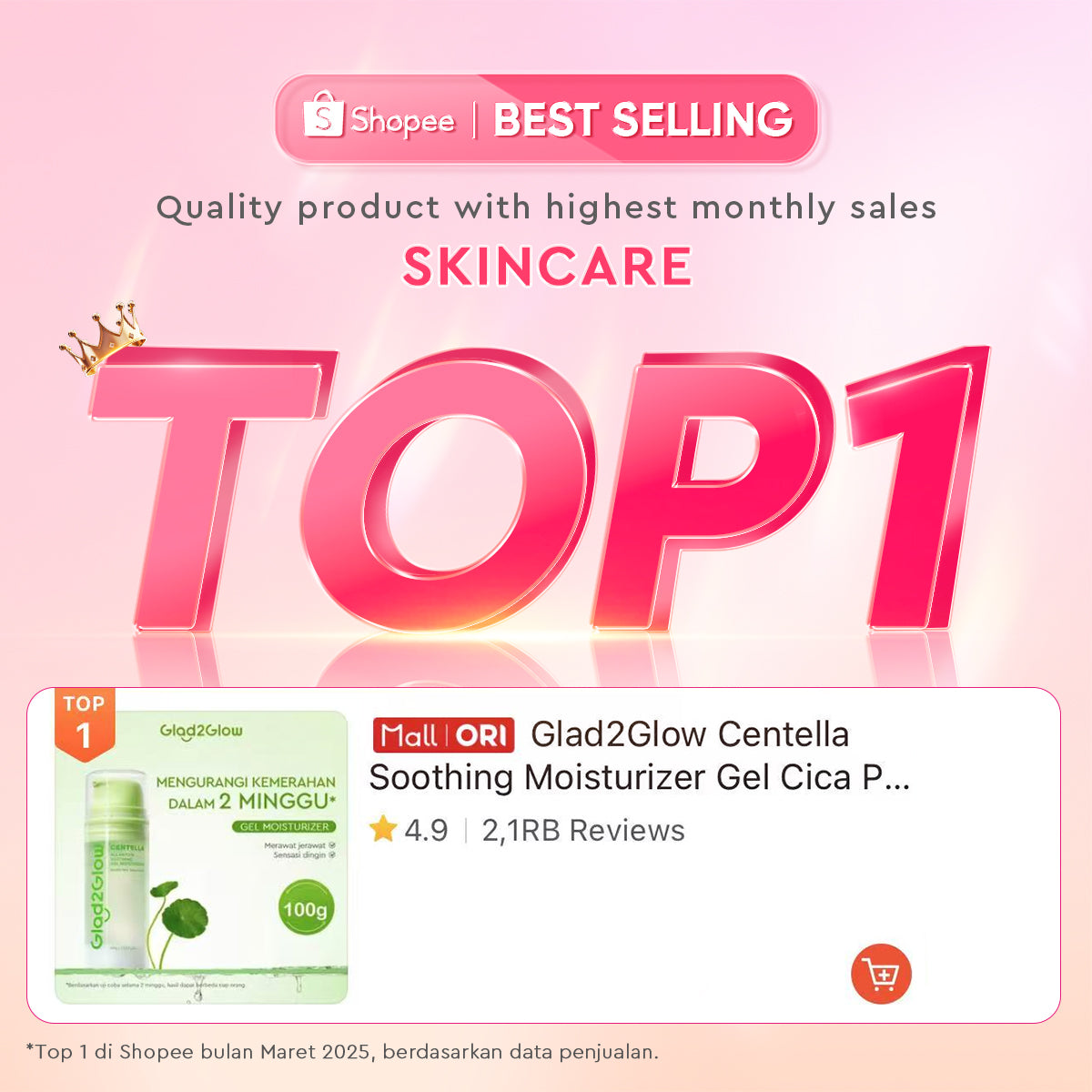 Glad2Glow Centella Water Gel Soothing Moisturizer Madeca Cream Berjerawat Acne Cica Pelembab Wajah 100g Menenangkan kulit Mengurangi kemerahan Mengontrol minyak Mengobati kulit berjerawat Menjaga g2glow official store