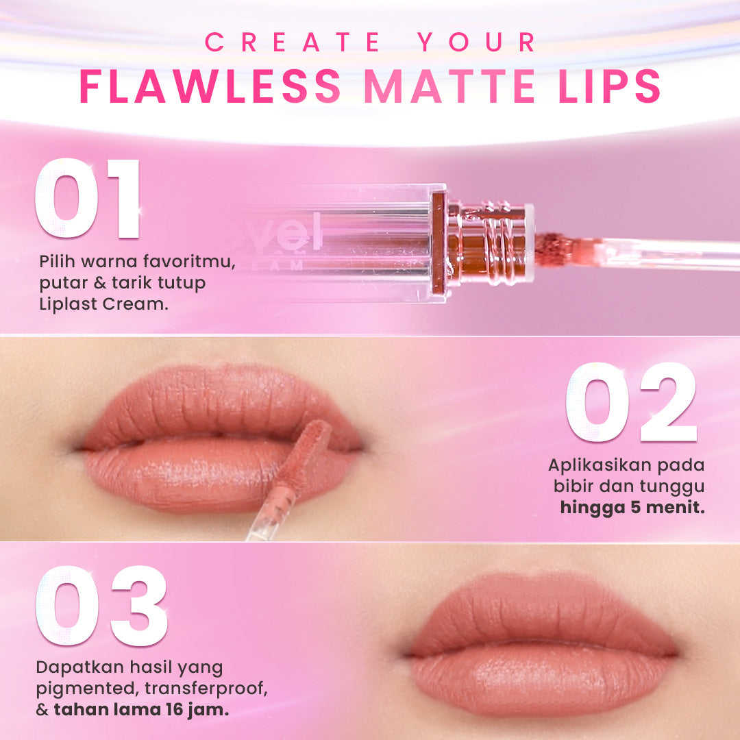 Hanasui Next Level Liplast Cream - Liplast Cream Tahan Lama Pigmented Matte Finish Maximum Coverage Ringan