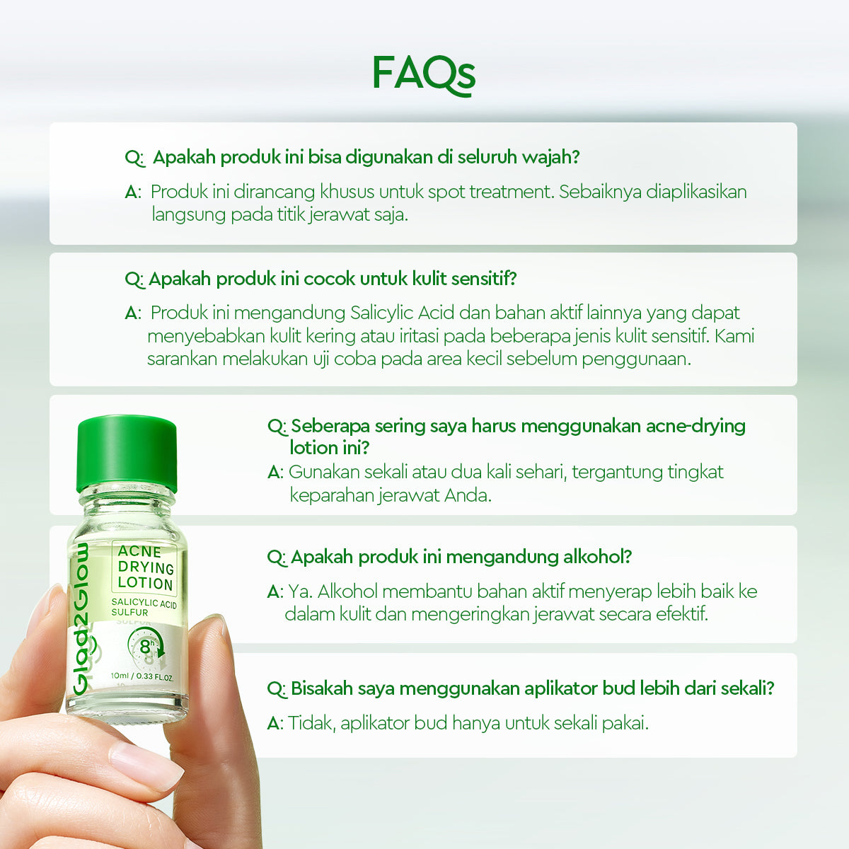 GLAD2GLOW Acne Drying Lotion Mengeringkan Jerawat 8 Jam Dengan Sulfur BHA & Bahan Alami Instant Acne Care Acne Gel Patch Spot Jerawat Serum Moisturizer Acne Skincare Wajah face wash facial Salicylic Acid Niacinamide g2glow official store