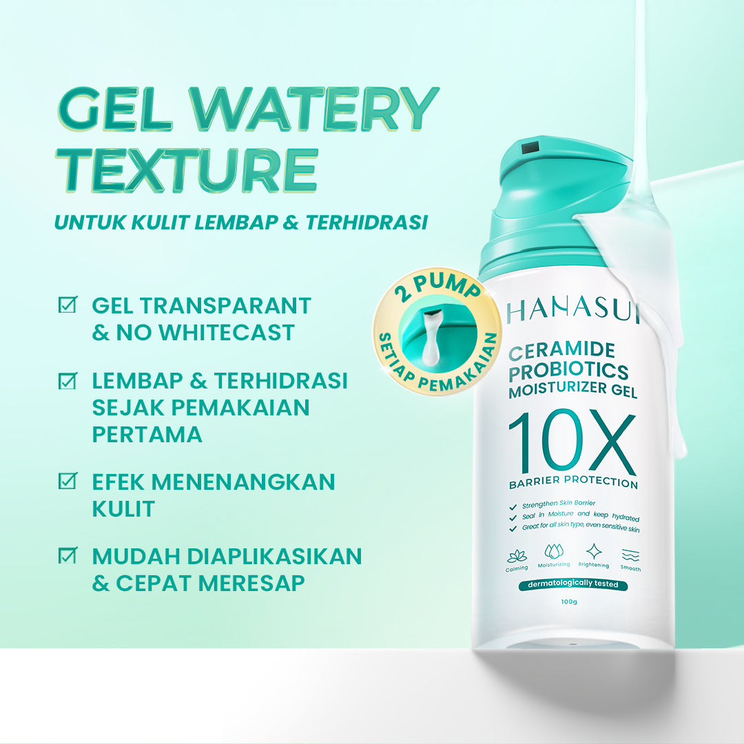 【BIG SIZE】Hanasui Ceramide Probiotics Moisturizer Gel 100ml - Pelembab Ringan Lembap Perbaiki Skin Barrier dan Mencerahkan