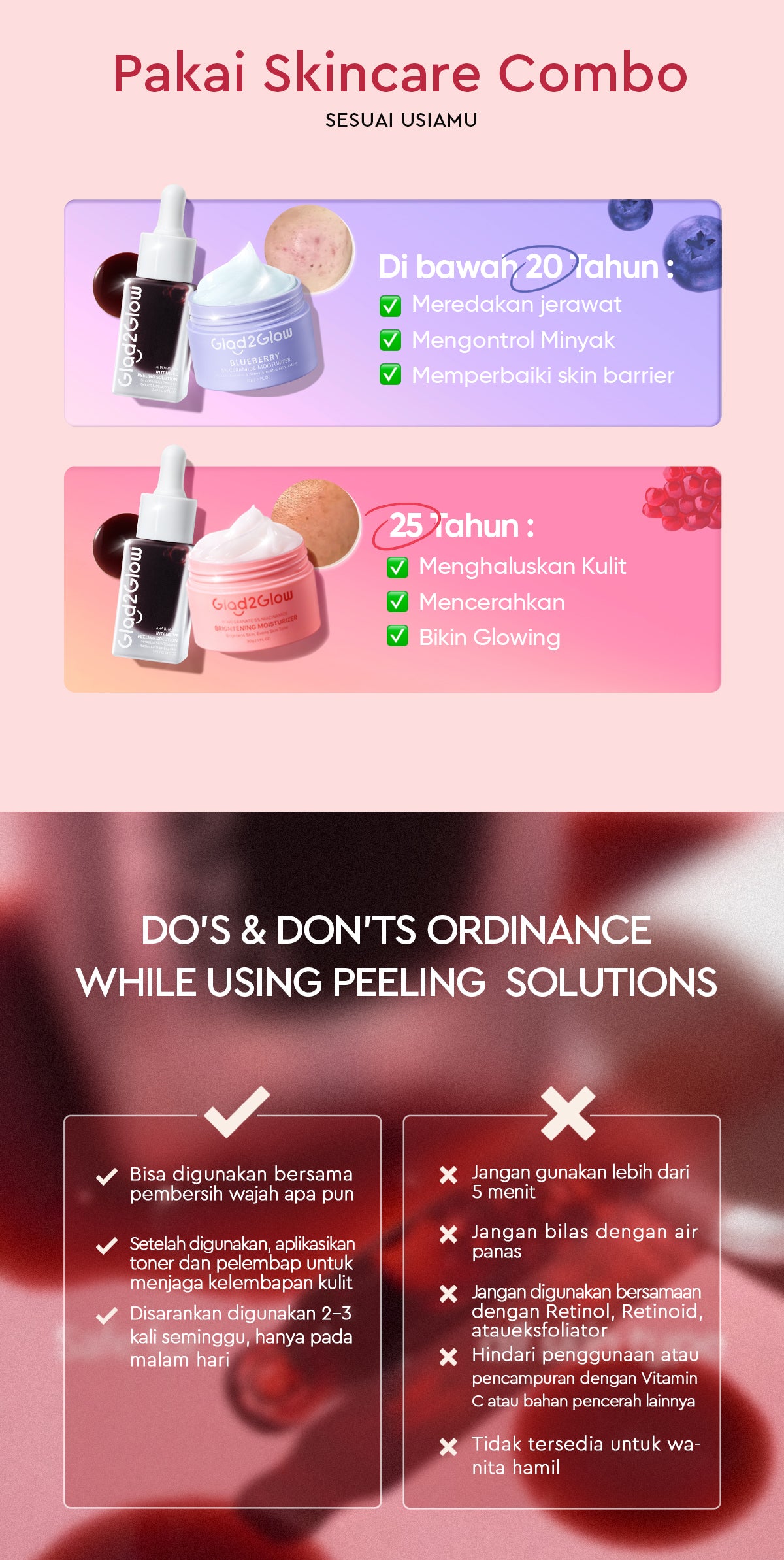 Glad2Glow Peeling Solution Serum Eksfoliasi Wajah 60S Menghaluskan Kulit Anda AHA BHA PHA Intensive serum vitamin c serum wajah white serum wajah glowing dan putih peeling exfoliating serum niacinamide Bahkan warna kulit kulit halus g2glow official store