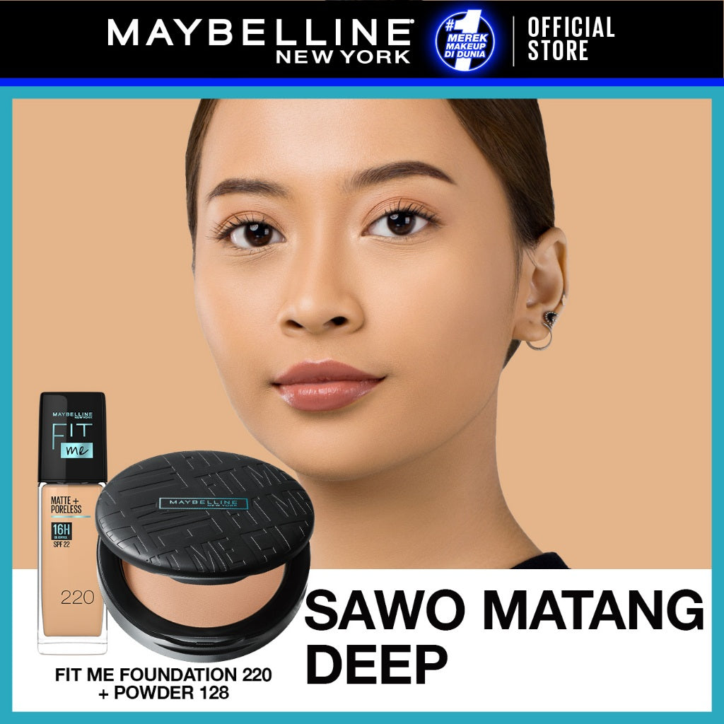 Maybelline Paket Makeup FIT ME Compact Powder + FIT ME Liquid Foundation FREE GIFT | Oil Control Tahan Lama