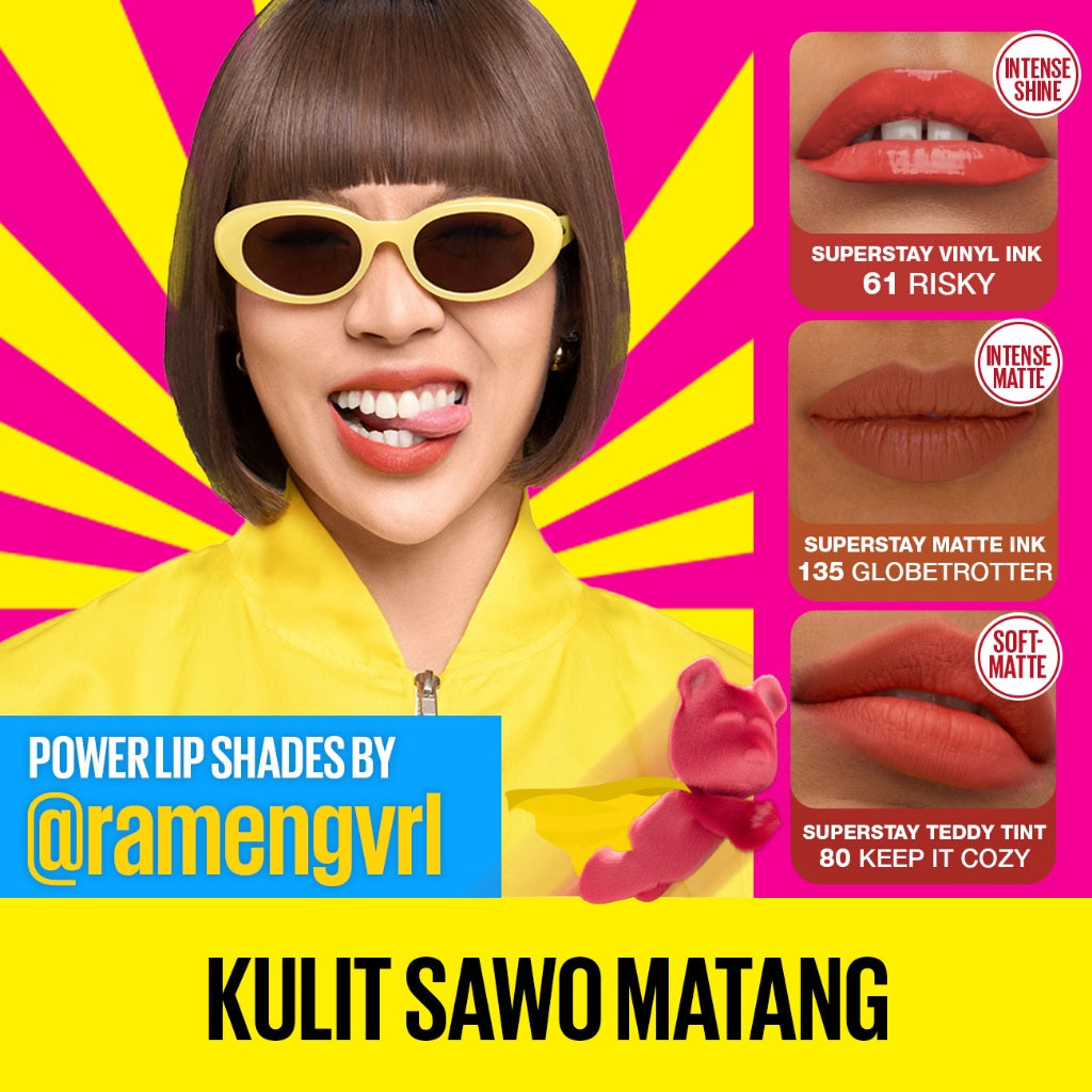 MAYBELLINE OFFICIAL Superstay Lip Bundle Superstay Matte Ink + Superstay Vinyl Ink + Superstay Teddy Tint | Liquid Long Lasting Waterproof Matte Lipstick Lipcream Make Up Transferproof