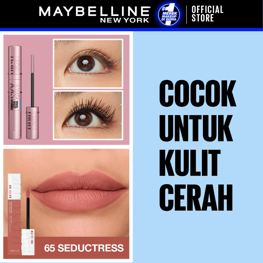 MAYBELLINE OFFICIAL Long Lasting Duo - Sky High Mascara + Superstay Matte Ink | Paket Mascara Lipstick Tahan Lama Waterproof Transferproof Maskara Lipstik