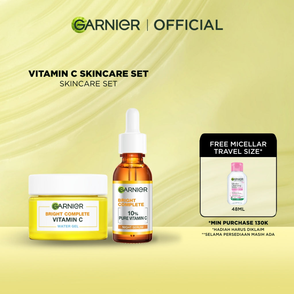 GARNIER Paket Skincare 1 Set Lengkap Vitamin C Brightening 2pcs 3pcs 5pcs| Day Cream Tone Up Mencerahkan Moisturizer Pelembab Facial Wash Sunscreen
