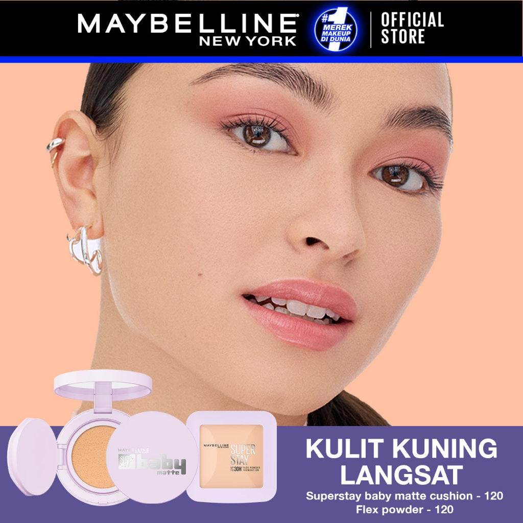 MAYBELLINE OFFICIAL Superstay Unbreakable Duo - Superstay Baby Matte Cushion + Superstay Flex Powder Foundation