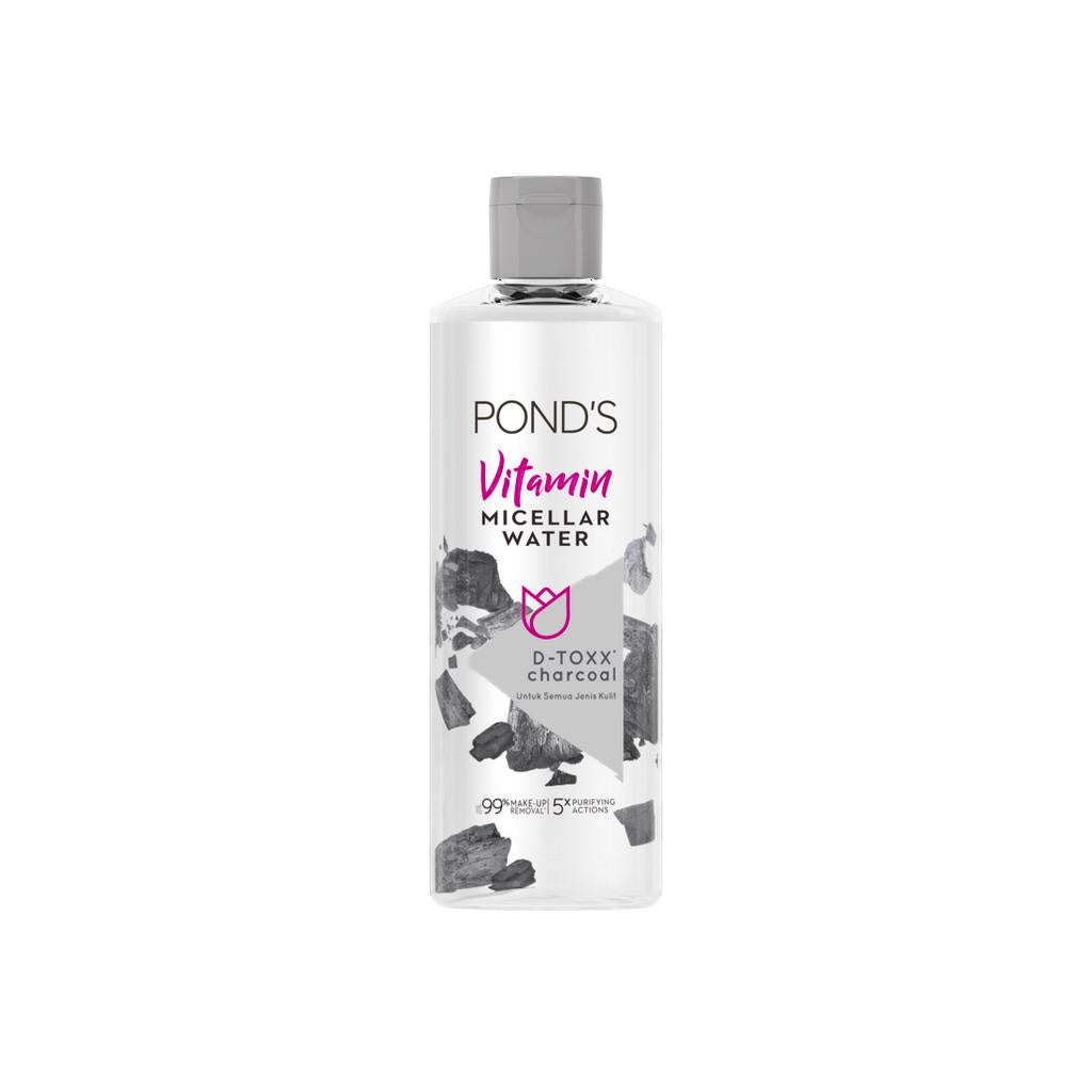 Ponds Micellar Water DToxx Charcoal 99% Makeup Remover dgn Niacinamide & Vit C 100ml Twinpack