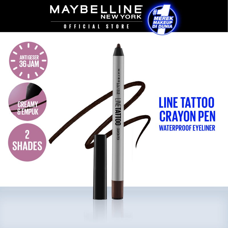 MAYBELLINE OFFICIAL Line Tattoo Crayon Pen Liner - Eyeliner Makeup Black Waterproof Tahan Air Long Lasting
