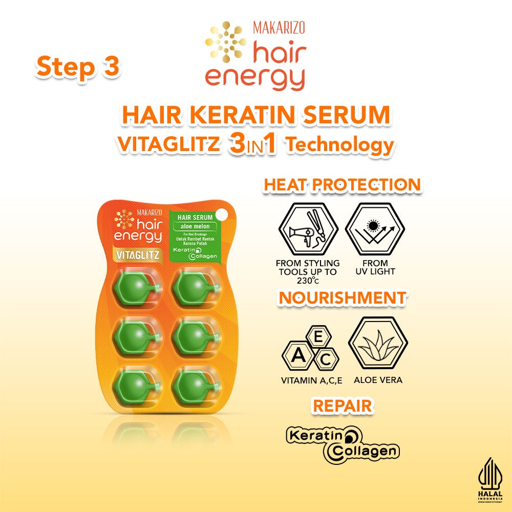 Paket KERATIN Makarizo Hair Energy Rawat Rambut Rontok - Varian ALOE MELON