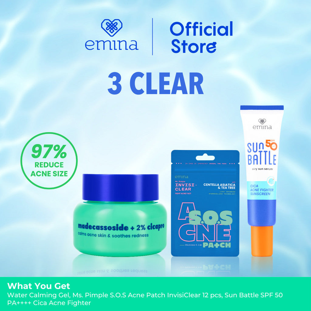 Emina Bundle Gel Moisturizer + Acne Patch - Bundle Moisturizer Gel, Pimple Pacth Acne Spot Treatment Sticker Jerawat Tipis Penghilang
