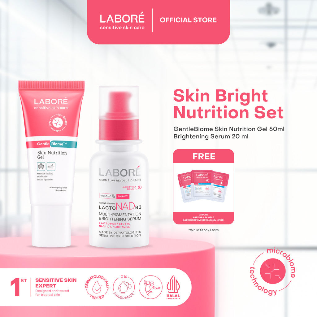 LABORE Skin Bright Nutrition Set - LABORE Multi-Pigmentation Brightening Serum 20 ml | LABORE Skin Nutrition Gel 50 ml - Serum Brightening Mencerahkan Mengatasi Multi Pigmentasi Bekas Jerawat PIE PIH Moisturizer Kulit Berminyak Skincare Best Seller