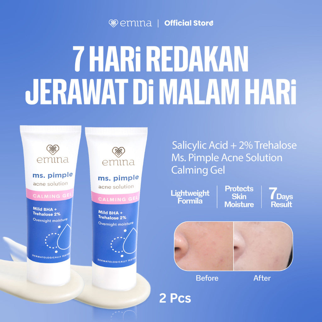 Emina Moisturizer All Series - Water Moisturizer Gel, Moisturizing Cream, GloRad+ Hyalucica Moisturizer Gel, Ms. Pimple Acne Moisturizing Gel - Moisturizer, Melembapkan, Mencerahkan, Memperbaiki Skin Barrier, Meredakan jerawat, Cocok Semua Jenis Kulit