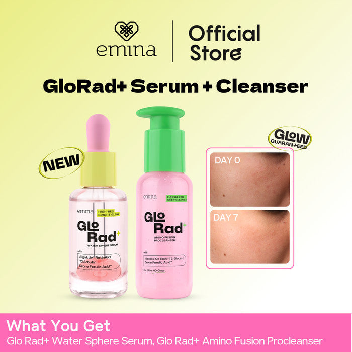 Emina GLORAD+ TWIN PACK- Serum,Cleanser and Eye Serum-Paket Skincare