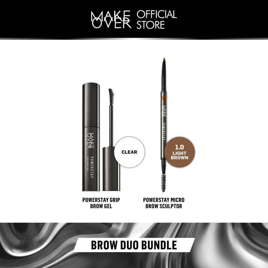 Make Over Duo Brow Bundle: Powerstay Grip Brow Gel + Micro Brow Sculptor