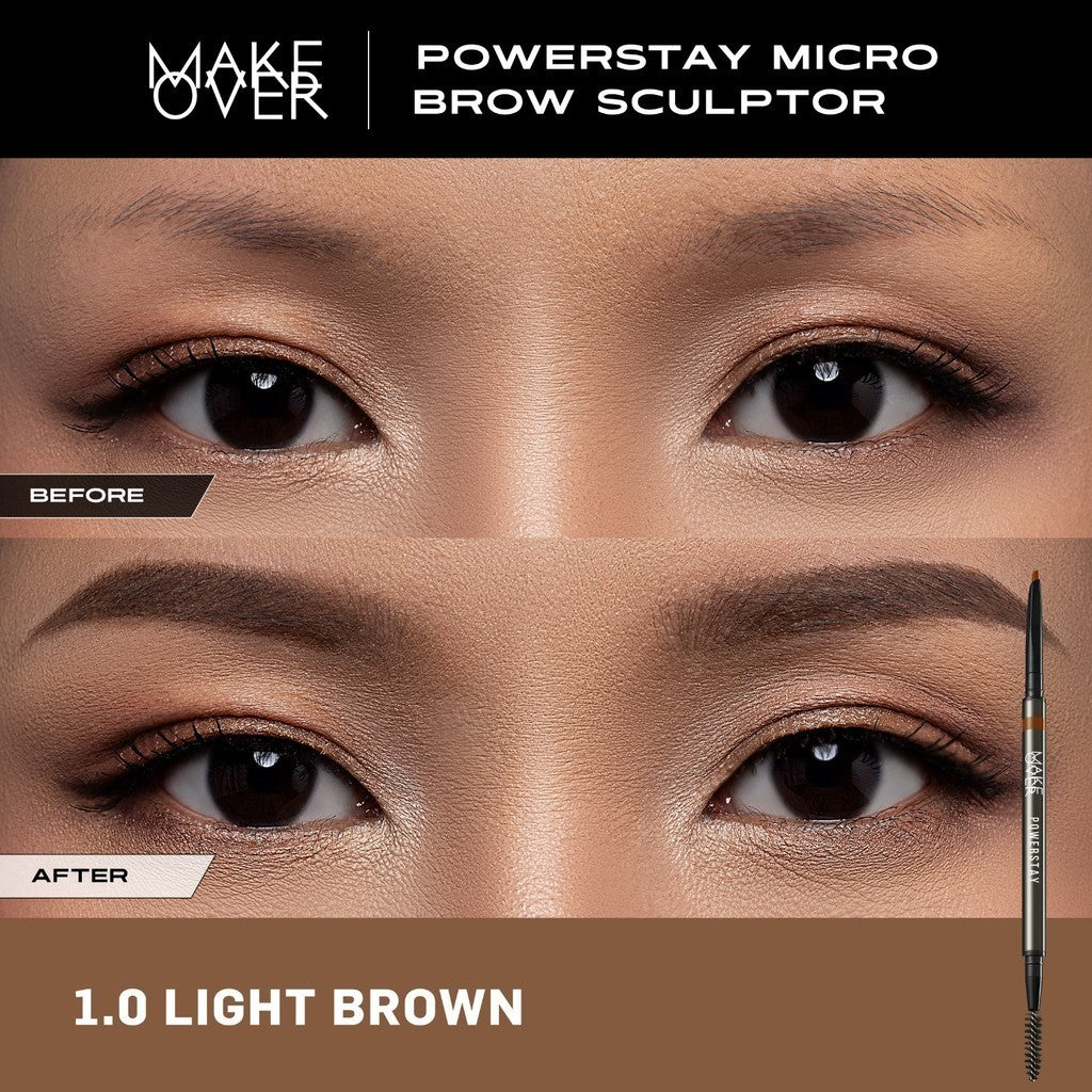 Make Over Powerstay Micro Brow Sculptor 0.07 g - Alis Serat, Tahan Lama, Pensil Alis Waterproof