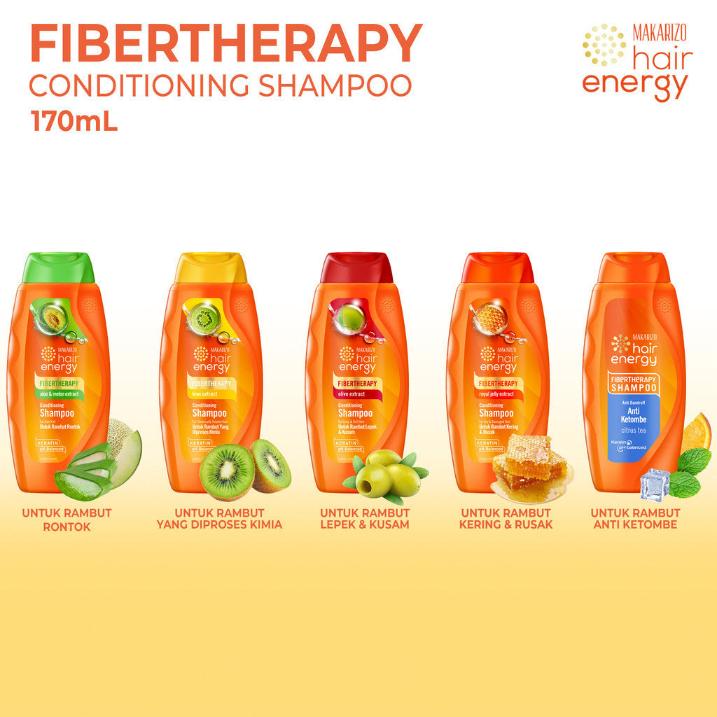 Makarizo Hair Energy Fibertheraphy Shampoo Anti Dandruff Citrus Tea 170mL