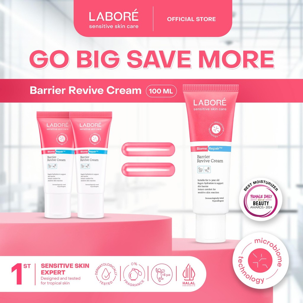 Labore New Mom Bundling 3 in 1 (Revive Cream 100 ml, Face & Body Cleanser 250 ml) Skincare Sabun Badan dan Krim untuk Ibu dan Anak | Aman untuk Kulit Busui, Bumil, dan Bayi diatas 1 Tahun