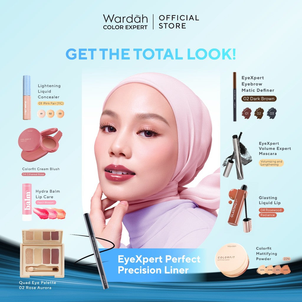 Wardah EyeXpert Perfect Precision Liner - Eyeliner Waterproof Warna Hitam dengan Aplikator Presisi Mudah Digunakan dan Lembut-Tahan Lama Hingga 12 Jam