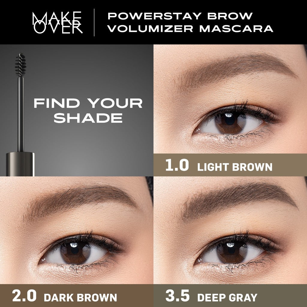 Make Over Powerstay Brow Volumizer Mascara 5 g - Browcara, Eye Brow Mascara, Maskara Alis Waterproof BEST SELLER Viral