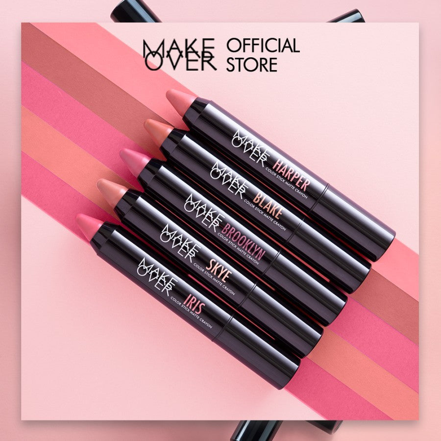 MAKE OVER Color Stick Matte Crayon 2.6 g - Lipstick Lipstik Bibir Matte untuk Base Ombre BEST SELLER-105 skye