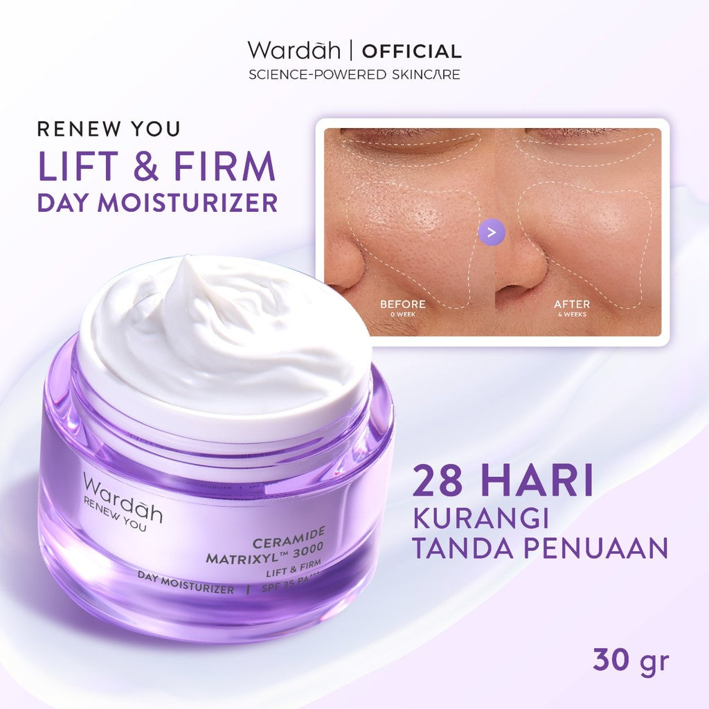 WARDAH Renew You Ceramide Matrixyl™ 3000 Lift & Firm SPF 35 PA+++ Day Moisturizer 15/30 g - Mengurangi kerutan dan garis halus - Mengencangkan Kulit - Pelembab Pagi - Skincare