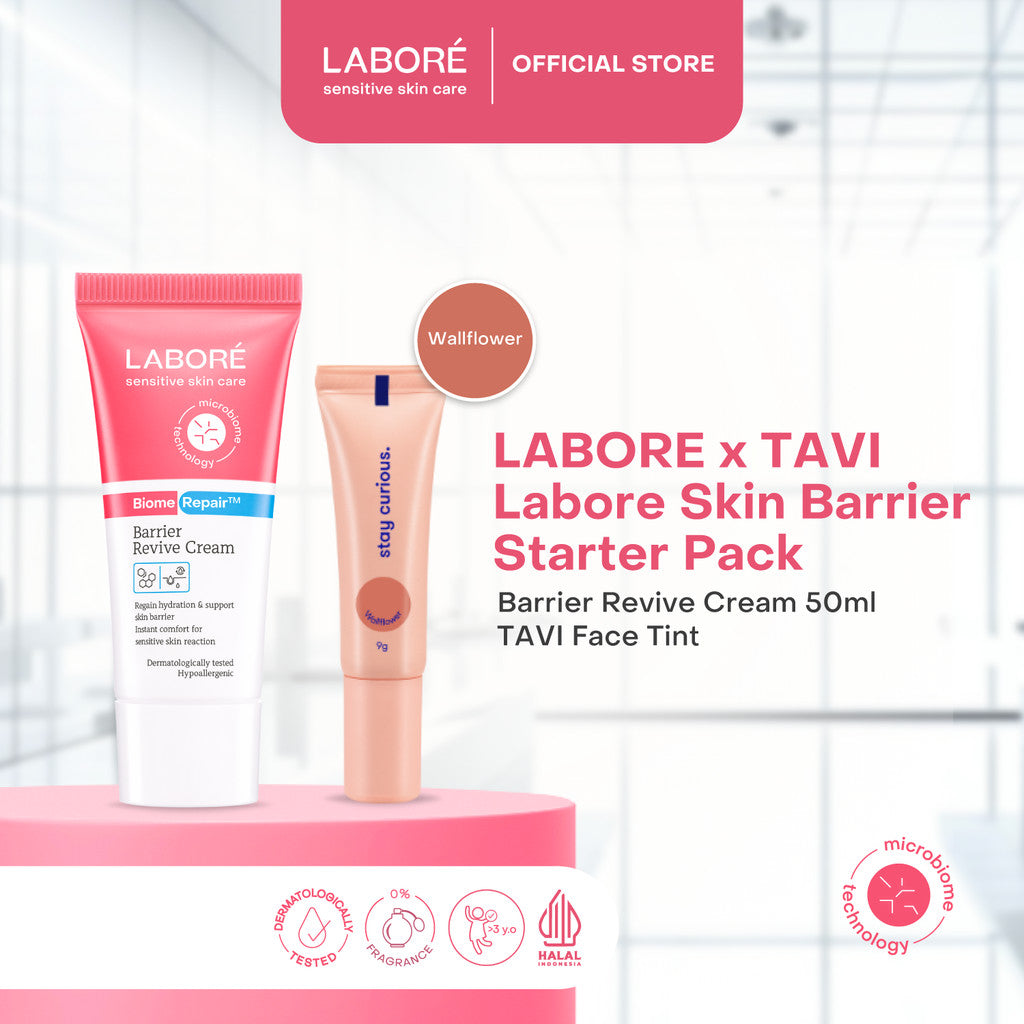 LABORE x TAVI Skin-barrier Starter Pack - LABORE Barrier Revive Cream 50 ml - TAVI 3-in-1 Color Play Face Tint - Pelembap Wajah - Moisturizer - Blush On - Pigmented - Blendable