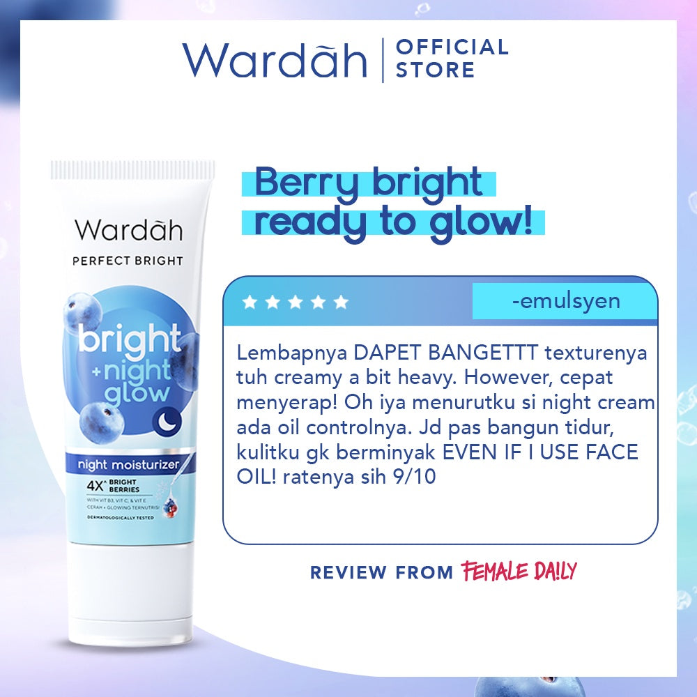 WARDAH Perfect Bright Bright + Night Glow Night Moisturizer 20 ml - Skincare
