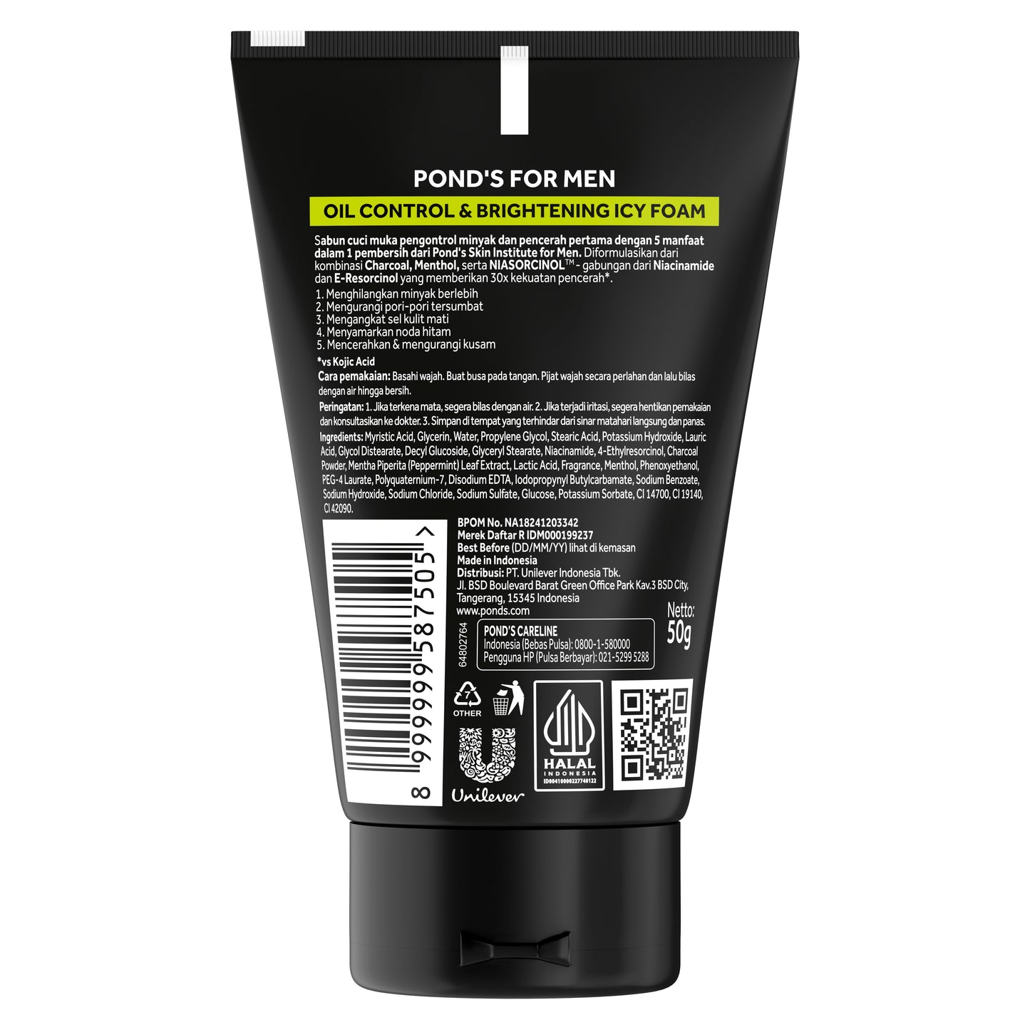 POND’S Skin Institute for Men Oil Control & Brightening ICY FOAM 50g- FACIAL WASH Pria Melawan Jerawat dan Mengontrol Minyak Berlebih