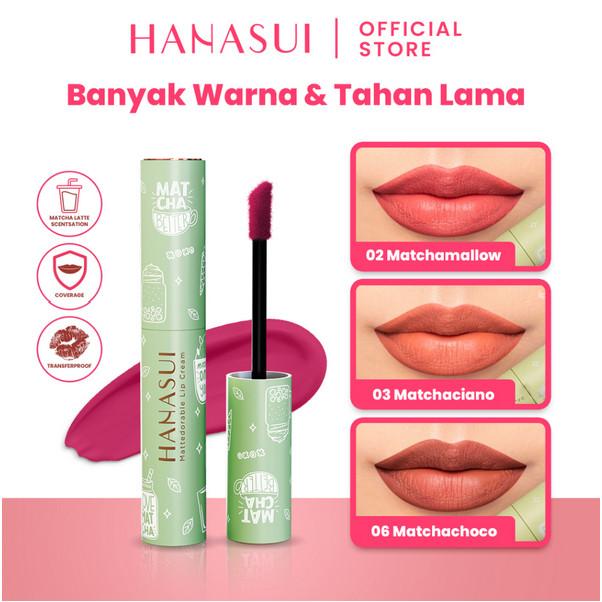 HANASUI Mattedorable Lip Cream – Lip & Cheek Tint, Boba / Matcha Latte Shades
