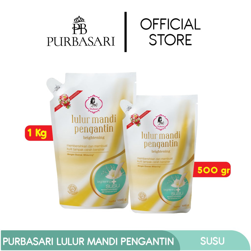 Purbasari Lulur Pengantin Susu 500 Gr / Lulur Pemutih Whitening Pencerah / Lulur pelembab kulit / Lulur Badan perontok daki / Kemasan Hemat ekonomis